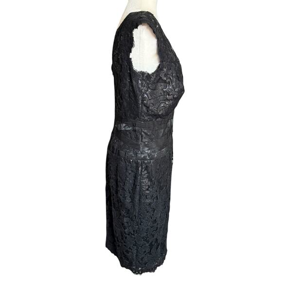 Tadashi Shoji Embellished Metallic Lace Sheath Dress Sz 12 Whimsigoth Witchy - Picture 4 of 9